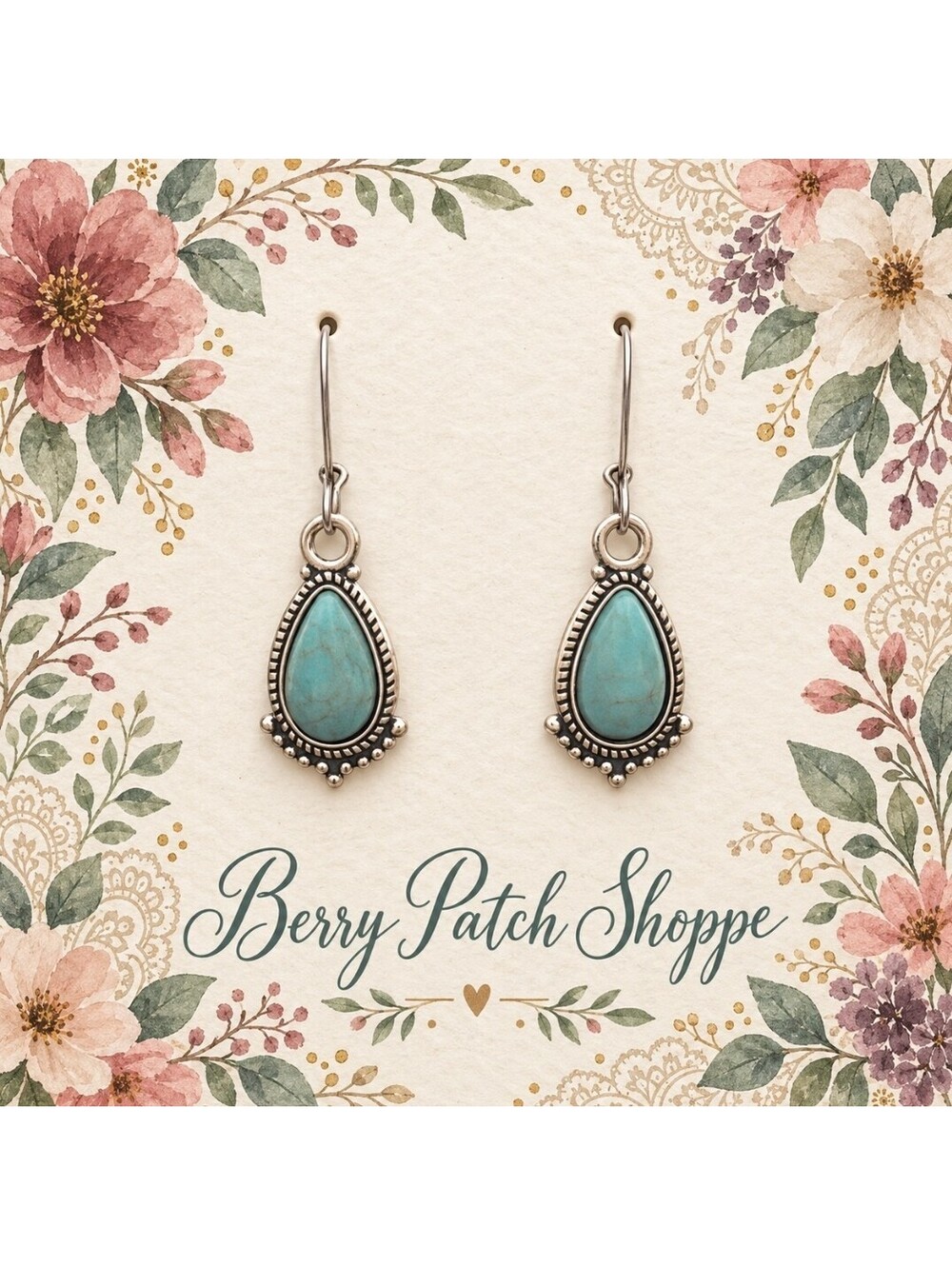 Elegant Southwestern Turquoise Teardrop Dangle Earrings